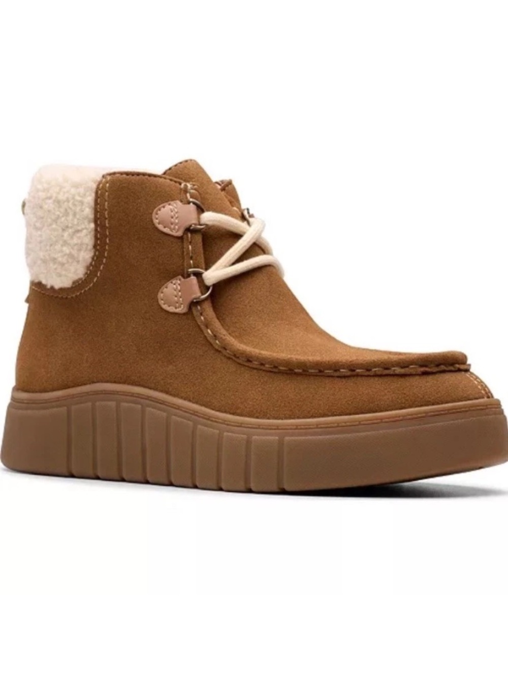 Clark’s Mykah Izzy Cozy Lace-Up Booties Women’s Size 8 Tan